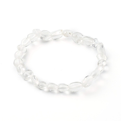 Cristal de Quartz Bracelets extensibles en perles de cristal de quartz naturel pour enfants, pierre tombée, nuggets, diamètre intérieur: 1-3/4~1-7/8 pouce (4.3~4.7 cm)
