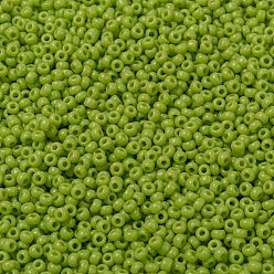 (RR416) Chartreuse opaco Cuentas de rocailles redondas miyuki, granos de la semilla japonés, (rr 416) chartreuse opaco, 8/0, 3 mm, agujero: 1 mm aproximadamente 422~455 piezas / botella, 10 g / botella