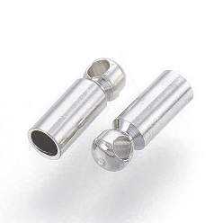 Platinum Brass Cord Ends, End Caps, Platinum, 6x2mm, Hole: 1mm, Inner Diameter: 1.5mm