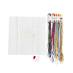 White DIY Eye Pattern Embroidery Kits, Included Needle, Threads, Fabric, Needle, Gourd Threader, without Embroidery Hoop, White, 45~292x1~303x0.1~3mm