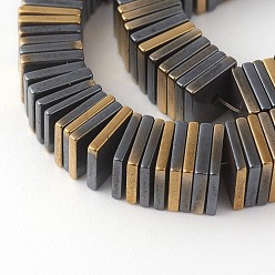 Golden Plated Electroplated Non-magnetic Synthetic Hematite Beads Strands, Half Plated, Square Heishi Beads, Thin Slice Beads, Golden Plated, 6x6x1mm, Hole: 0.8mm, about 381pcs/strand, 14.96 inch(38cm)