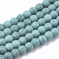 Turquoise Synthetic Turquoise Beads Strands, Round, Turquoise, 4mm, Hole: 1mm, about 90pcs/strand