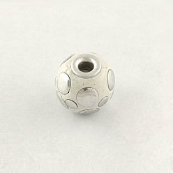 White Handmade Indonesia Round Beads, with Silver Metal Color Double Alloy Core, White, 14mm, Hole: 3mm