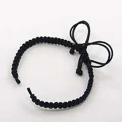 Noir Cordon tressé en nylon pour la fabrication de bracelets de bricolage, noir, 145~155x5x2mm, Trou: 2~4mm