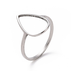 Color de Acero Inoxidable 201 anillo de dedo en forma de lágrima de acero inoxidable, anillo hueco ancho para mujer, color acero inoxidable, tamaño de EE. UU. 6 1/2 (16.9 mm)