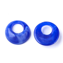 Blue Acrylic Pendants, Imitation Gemstone Style, Flat Round, Blue, 19.5x6mm, Hole: 8mm, about 460pcs/500g
