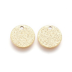 Golden Ion Plating(IP) 304 Stainless Steel Charms, Textured, Flat Round with Bumpy, Golden, 10x1mm, Hole: 1.2mm