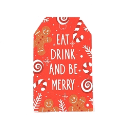 Разноцветный Бумажные подарочные бирки, хэндж теги, для декоративно-прикладного искусства, на Рождество, со словом ешь пей и веселись, красочный, 50x30x0.3 мм, отверстие : 5 мм
