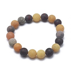 Mixed Stone Natural Mixed Gemstone Bead Stretch Bracelets, Frosted, Round, 2 inch~2-1/8 inch(5.2~5.5cm), Bead: 10mm