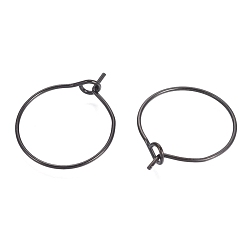 Electrophoresis Black 316L Surgical Stainless Steel Hoop Earring Findings, Wine Glass Charms Findings, Electrophoresis Black, 16x0.7mm, 21 Gauge