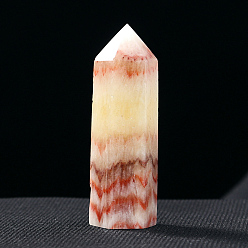 Rhodochrosite Tower Natural Rhodochrosite Display Decoration, Healing Stone Wands, for Energy Balancing Meditation Therapy Decors, Hexagonal Prism, 40~50mm