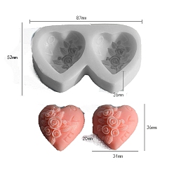 Corazón Moldes de silicona de calidad alimentaria para el día de San Valentín., moldes de fondant, para decoración de pasteles diy, chocolate, caramelo, Fabricación artesanal de resina uv y resina epoxi., corazón, 87x52x26 mm