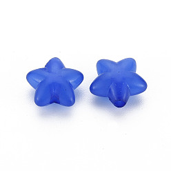 Bleu Perles acryliques transparentes, imitation gelée, étoiles, bleu, 10x10.5x6mm, Trou: 1.6mm, environ1690 pcs / 500 g