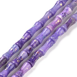 Pourpre Moyen Brins de perles de dolomite naturelle et d'opale synthétique, teint, baton de bambou, support violet, 12x5mm, Trou: 0.5mm, Environ 34 pcs/chapelet, 15.94'' (40.5 cm)
