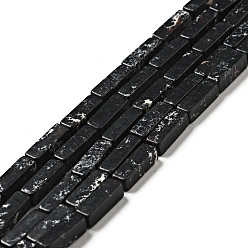 Negro Hilos sintéticos de cuentas de jaspe imperial, teñido, cuboides, negro, 12~13x4~5x4~5 mm, agujero: 1 mm, sobre 29 unidades / cadena, 15.24'' (38.7 cm)
