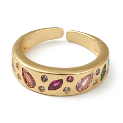 Oro Micro allanar anillos de latón manguito de óxido de circonio cúbico, anillos abiertos, colorido, dorado, tamaño de EE. UU. 5, diámetro interior: 16 mm