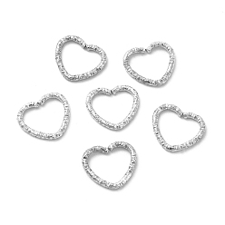 Corazón 50 piezas de anillos de unión de hierro, anillos abiertos texturizados, Platino, corazón, 12x14x2 mm, diámetro interior: 9x11 mm