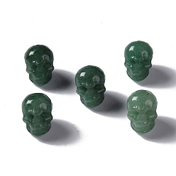 Aventurina Verde Perlas de aventurina verde naturales, cráneo, 13x10x11.5 mm, agujero: 1 mm