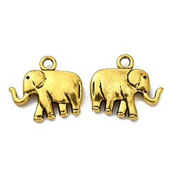 Antique Golden Tibetan Style Alloy Pendants, Elephant, Cadmium Free & Lead Free, Antique Golden, 21x18x5mm, Hole: 2.5mm