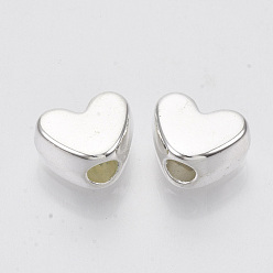 Silver CCB Plastic Beads, Heart, Silver, 9x11.5x6.5mm, Hole: 3.5mm, about 1100pcs/500g
