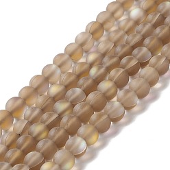 Peru Synthetic Moonstone Beads Strands, Frosted, Round, Peru, 6mm, Hole: 1mm, about 60~64pcs/strand, 14.76''~15.55''(37.5~39.5cm)