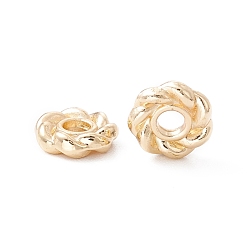 Oro Perla de aleación de chapado en rack, larga duración plateado, sin plomo y cadmio, anillo redondo giratorio, dorado, 7.5x2.3 mm, agujero: 2.4 mm