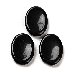 Obsidian Natural Obsidian Oval Worry Stone, Anxiety Healing Crystal Thumb Stone, 34~35x24~25x6~7mm