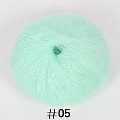 Aquamarine 25g Angora Mohair Wool Knitting Yarn, for Shawl Scarf Doll Crochet Supplies, Aquamarine, 1mm