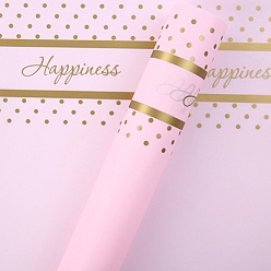 Бледно-Розовый 20 листы слово счастье водонепроницаемая пластиковая подарочная упаковочная бумага, квадратный, сложенный букет цветов украшение оберточной бумаги, розовый жемчуг, 570x570 мм