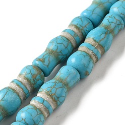 Turquoise Synthetic Turquoise Dyed Beads Strands, Bone, Turquoise, 21x10mm, Hole: 1.2mm, about 13pcs/strand, 15.98''(40.6cm)