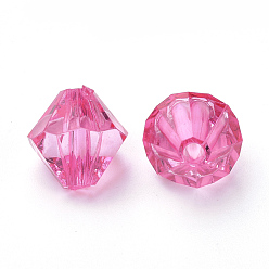 Camellia Transparent Acrylic Beads, Bicone, Camellia, 10x10mm, Hole: 2.5mm, about 1323pcs/500g