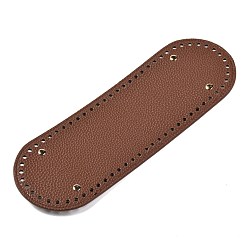 Saddle Brown Imitation PU Leather Bottom, Oval with Alloy Brads, Litchi Grain, Bag Replacement Accessories, Light Brown, 30x10x0.4~1.1cm, Hole: 5mm