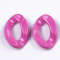 Темно-Розовый Непрозрачные акриловые соединительные кольца, разъемы для быстрой связи, для изготовления бордюрных цепей, твист, темно-розовыми, 30x21x6 мм, внутренний диаметр: 16x8 мм