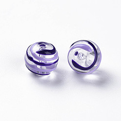 Indigo Transparent Glass Beads, with Enamel, Round, Indigo, 12x11.5mm, Hole: 1.5~1.8mm