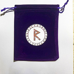 Word Runes Velvet Jewelry Storage Drawstring Pouches, Rectangle Jewelry Bags, for Witchcraft Articles Storage, Word, 15x12cm