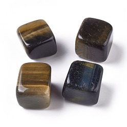 Tiger Eye Natural Tiger Eye Beads, Cube, No Hole/Undrilled, 13~27x13~27x13~27mm, about 100g/bag