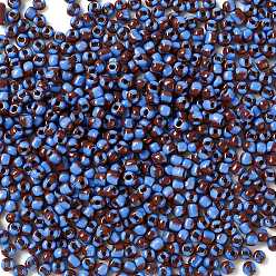 Bleu Bleuet 6/0 perles de rocaille de verre, couleurs opaques s'infiltrer, bleuet, 4mm, trou: 1.5 mm, environ 4500 PCs / sachet 