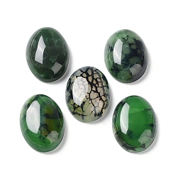 Green Natural Striped Agate/Banded Agate Cabochons, Dyed & Heated, Oval, Green, 24.5~25x18x6.5~7mm