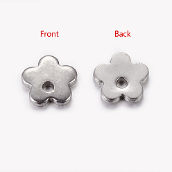 Stainless Steel Color 201 Stainless Steel Stamping Blank Tag Pendants, Flower, 6x6x0.6mm, Hole: 1mm