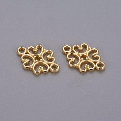 Golden Tibetan Style Links connectors, Zinc Alloy, Flower, Golden, Cadmium Free & Lead Free, 18x13x1mm, hole: 2mm