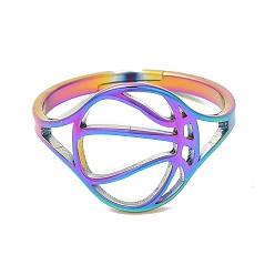 Rainbow Color Ионное покрытие (IP) 304 полое баскетбольное регулируемое кольцо из нержавеющей стали для женщин, Радуга цветов, размер США 6 (16.5 мм)