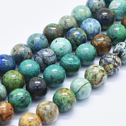 Chrysocolla Natural Chrysocolla Beads Strands, Round, 12mm, Hole: 1mm, about 33~34pcs/Strand, 15.35 inch(39 cm)