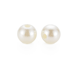 Creamy White Plastic Beads, Imitation Pearl Beads, Round, Creamy White, 10x9.5mm, Hole: 2.5mm