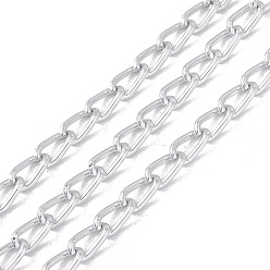 Silver Oval Oxidation Aluminum Curb Chains, Unwelded, with Spool, Silver, Link: 11x6x1.7mm, about 30m/roll