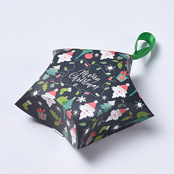 Vert Foncé Coffrets cadeaux de noël en forme d'étoile, avec ruban, sacs d'emballage cadeau, pour cadeaux bonbons cookies, vert foncé, 12x12x4.05 cm