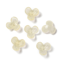 Lemon Chiffon Dyed Glass Beads Cap, 3-Petal, Lemon Chiffon, 12x13x4.5mm, Hole: 1.2mm