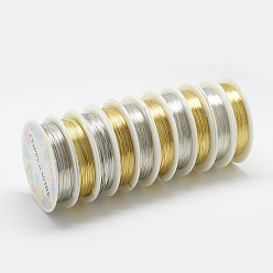 Mixed Color Round Copper Jewelry Wire, Mixed Color, 20 Gauge, 0.8mm, about 16.40 Feet(5m)/Roll