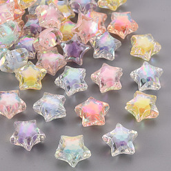 Mixed Color Transparent Acrylic Beads, Bead in Bead, AB Color, Faceted, Star, Mixed Color, 14x15x8.5mm, Hole: 2mm, about 518pcs/500g