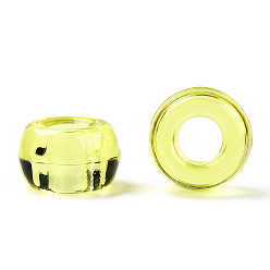 Yellow Transparent Plastic Beads, Barrel, Yellow, 9x6mm, Hole: 3.8mm, about 1950pcs/500g