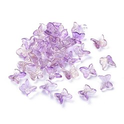 Medium Purple Transparent Glass Cabochons, with Glitter Gold Powder , 3D Butterfly Shape, No Hole/Undrilled, Medium Purple, 7x7.5x3.5mm